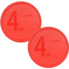 Pyrex 326-PC Red 4Qt Round Plastic Storage Lid Covers 2PK for Glass Mixing Bowl