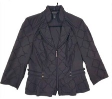 WHITE HOUSE/BLACK MARKET Size 4 Black Peplum Hem Eyelet Blazer Zip Front