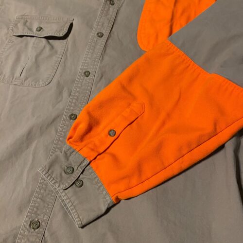 Cabelas Outdoor Gear Shooting Shirt Mens XL Button Up Khaki & Blaze Orange - Picture 3 of 7