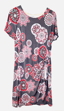 EUC Signature-Robbie Bee Printed Floral Sarong Dress Sz PL, Floral on Dark Gray