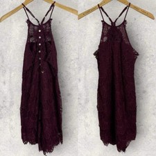 Free People She's Got It Raspberry Purple Dress Size XS Lace Bohemian Eyelash