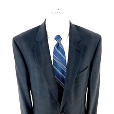 Jos A Bank Signature Collection Wool 2 Button Blazer 42L Blue Brown Plaid