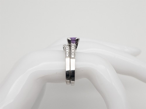 Simon G 10.000 $ 2 kt ZERTIFIKAT NO HEAT lila Saphir Diamant 18 kt Weißgold Ring SET - Bild 4 von 10