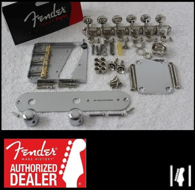 Fender/Wilkinson Telecaster Chrome HARDWARE SET Compensated Saddles w/ Tuners