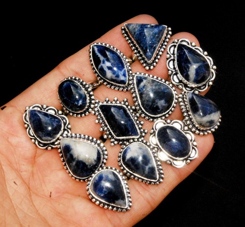 Lapis Lazuli Birthstone Ring For Women – 5.08ct Pear Shaped Stone, 925 Silver Plated, Handmade Bohemian Jewelry Gift - View #5
