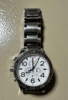 NIXON 51-30 Chronograph High Polish White Silver Analog Quartz