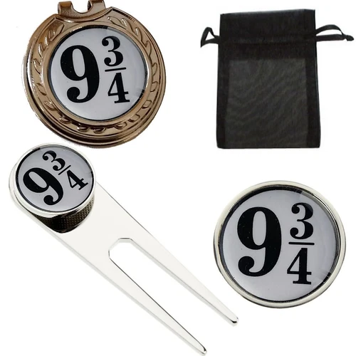 PLATFORM 9 & 3/4 GOLF BALL MARKER & DIVOT TOOL OR MARKER HATCLIP OR MARKER ONLY