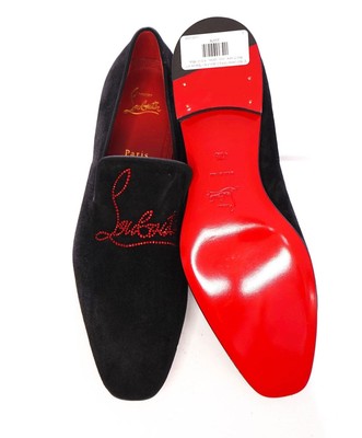 Christian Louboutin Dandelion Strass Flat Crystal Logo Suede Loafers 41 Christian Louboutin Veau Velours Strass Mens Navy Dandelion  main image 3