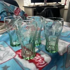 Vintage Coca Cola Libby Flared Glasses 16oz (Set of 4) green glass