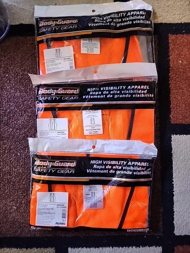 Lot Of 5 Orange Reflective Mesh Vest Safety Gear By Body Guard One Size - product listing photo