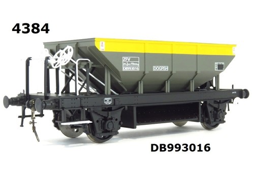 Heljan 4384 ZVF Dogfish Ballast Hopper DB993016 in Dutch Grey Yellow Livery | Condition: New