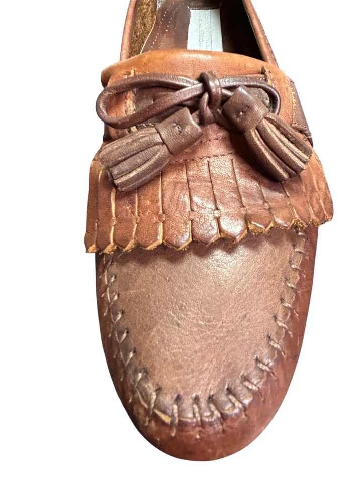 Zapatos de Vestir Mocasines Meeting Street Cuero Rio Borla Talla 11M Marrón Hecho en Italia Foto 4 de 4