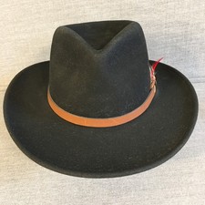 Dorfman Pacific Vtg. Fedora Western Men's Hat, black, Wool Felt, Size Small, US