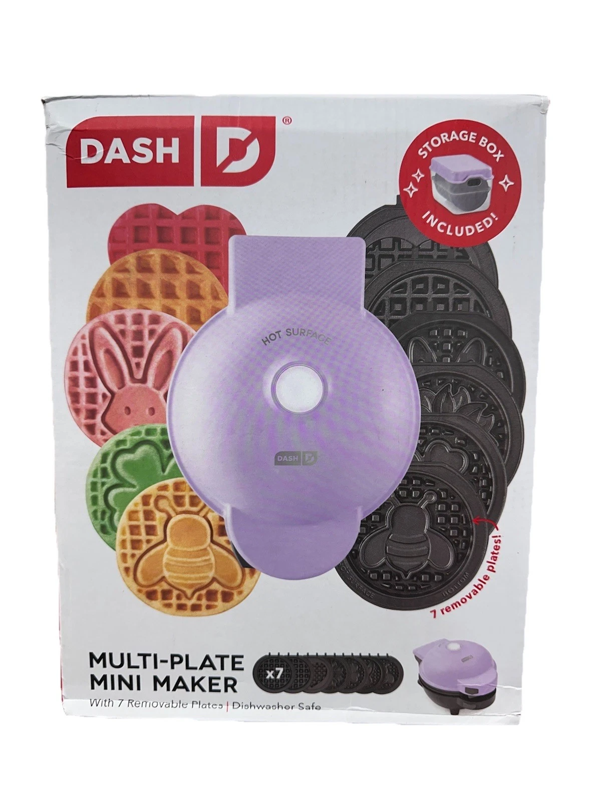 Dash MultiMaker Mini Waffle Maker with 7 Removable Plates Iron Griddle (purple)