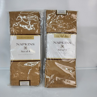 #ad Set of 8 Bed Bath amp; Beyond Cloth Napkins Tuscan Solid Brown Wheat 17quot; Square $13.99
