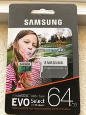 SAMSUNG EVO Select 64GB MicroSDXC memory card with adapter