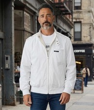 Vintage Members Only White Iconic Racer Jacket Mens 42 Large 80s Retro Bomber