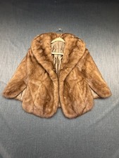 EXCEPTIONAL Vintage MINK fur shrug Brown wrap stole cape 2 Some Loose Stitching