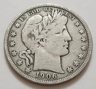 1906 D Barber Half Dollar • 90% Silver • Circulated • As Shown • Solid Coin  X67