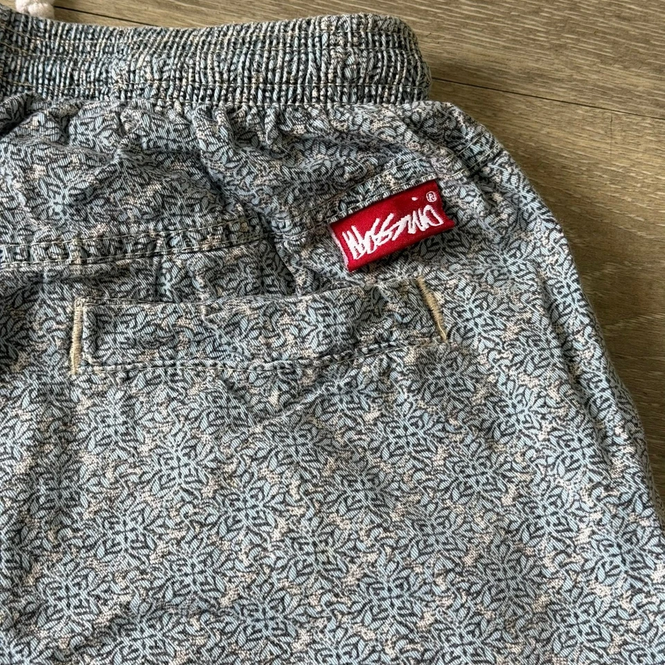 Pantalones Cortos Vintage Mossimo Algodón Cordón Medianos Geométricos Azul Surf Hechos en EE. UU. Foto 4 de 4