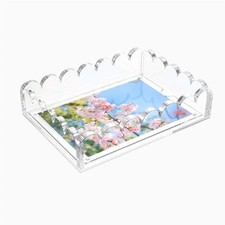 Scalloped Acrylic Tray with Magnetic Mat   Customizable for Photos, Artwork, ...