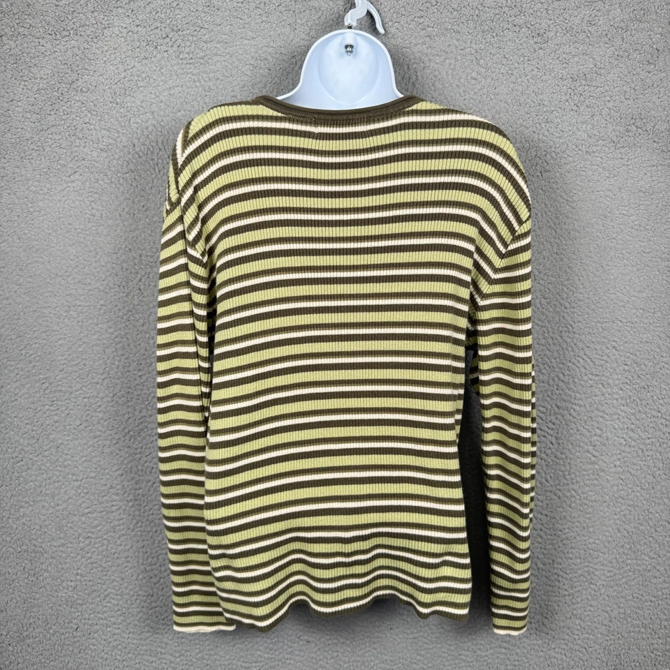VTG Old Navy Top Womens XL Green Stripe Grunge Indie Sleaze Retro Basic Y2K - Image 2 of 4