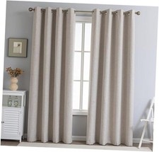 PFAS Free Linen Curtains 84 inch Length 2 52"W x 84"L Pack of 2 Natural