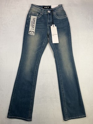 SKY Women's Super Soft Bootcut Jeans Size 3/ 26 Blue Denim Premium Collection