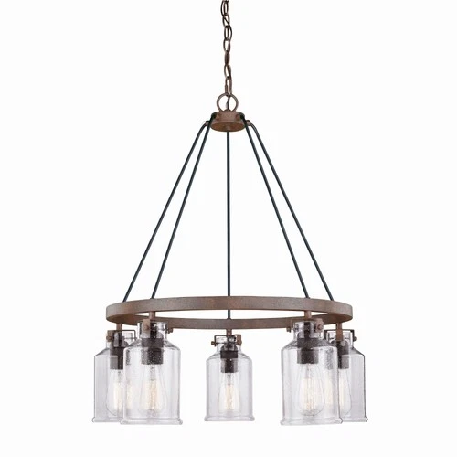 Vaxcel - Milone 5-Light Chandelier in Rustic and Wheel Style 30 Inches Tall and - Picture 1 of 4
