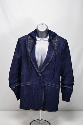 NWT Cinq A Sept 5a7 Denim Hooded Khloe Jacket Size 0 Blue Indigo