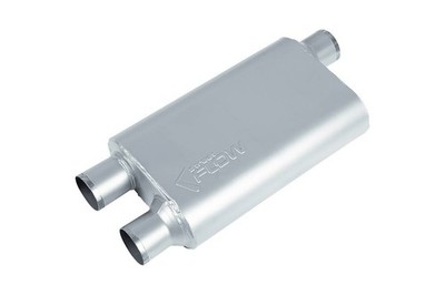 Street Flow - SF42583 Transverse 4''x9.5'' Oval Body Muffler - 2.5'' Offset In / 2.