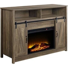 ACME Tobias Fireplace in Rustic Oak Finish