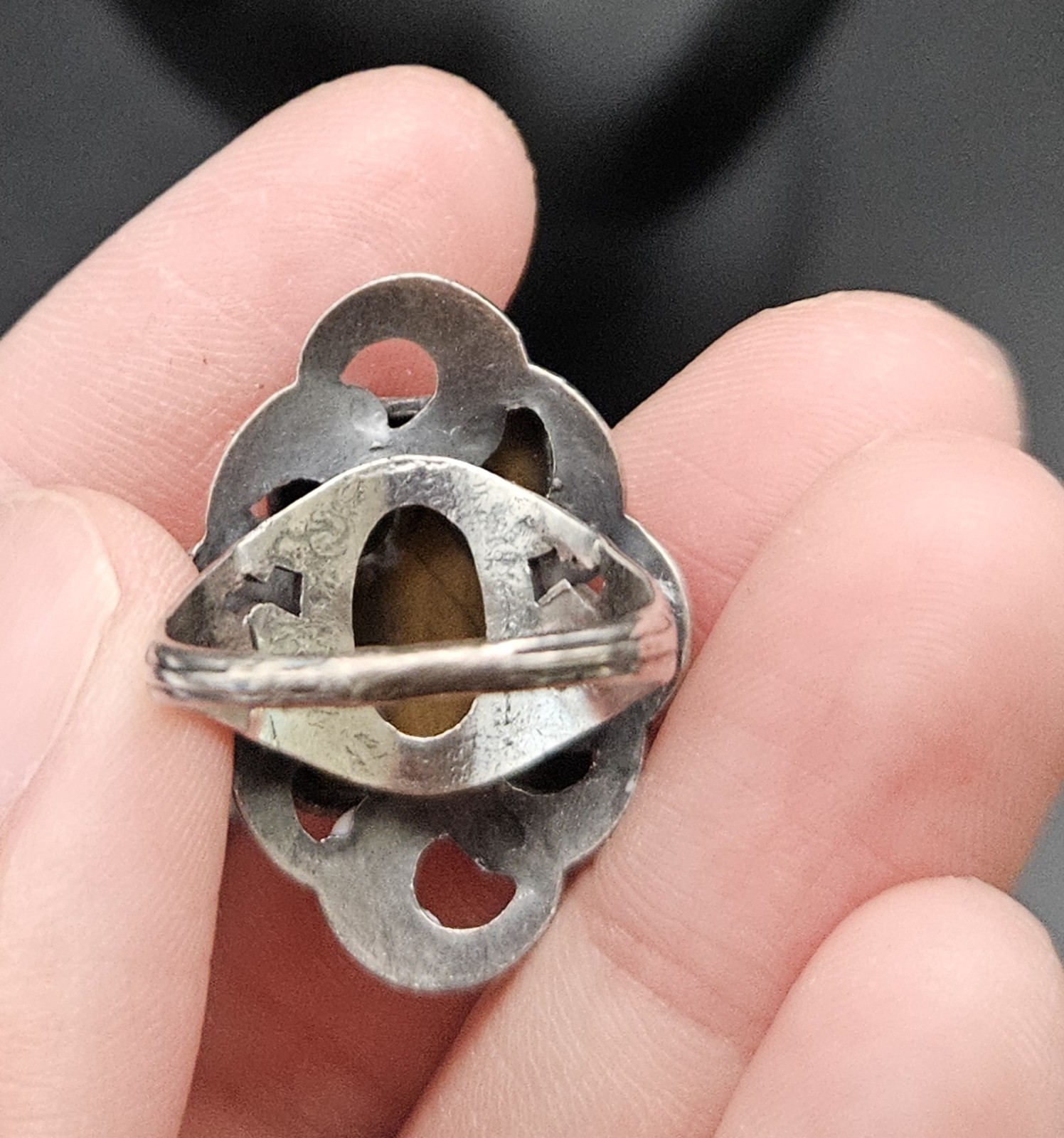 Natural Tiger Eye Gemstone Rectangle Ring 925 Ste… - image 3