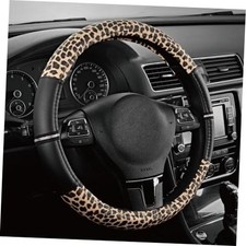 Leopard Steering Wheel Cover For Women Cute Anti-slip Microfiber Black