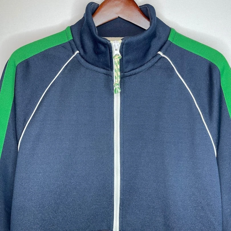 Antigua chaqueta deportiva azul marino verde con cremallera para hombre L retro Y2K ropa de calle Foto 2 de 4