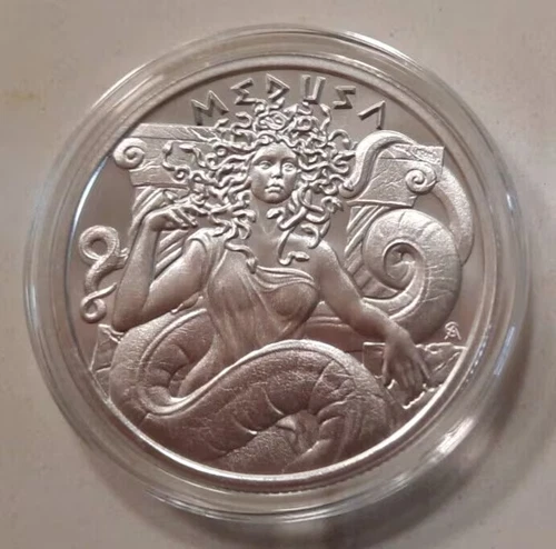 MEDUSA-High Relief BU 1 OZ .999 Fine Silver - Greek Gods - Goddess - Snakes