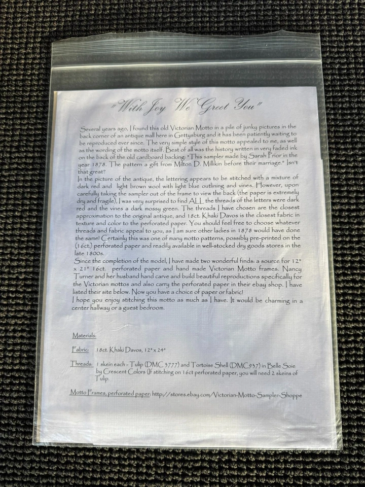 Primitive Traditions With Joy We Greet You Victorian Cross Stitch Pattern NEW - Image 3 of 3