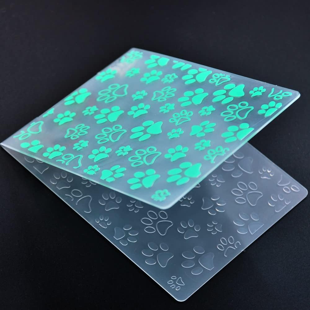 Pet Footprint Paw Background Plastic Embossing Folders for Card Making Scrapbook