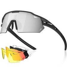 Polarized Cycling Glasses with 5 Interchangeable Lenses,MTB Biking Baseball R...