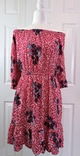 GAP Women’s XXL Red Floral Off Shoulder Ruffle Dress 3/4 Sleeve Boho