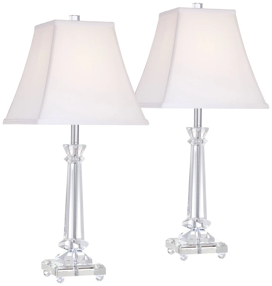 Juego de 2 lámparas de mesa Vienna Full Spectrum Sannes 25" columna de cristal Foto 2 de 4