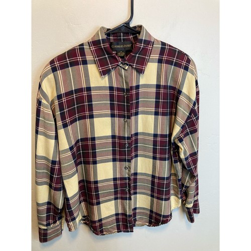 90s Vintage Classiques Entier Plaid Long Sleeve Collared Button Up Size Medium - Bild 4 von 9