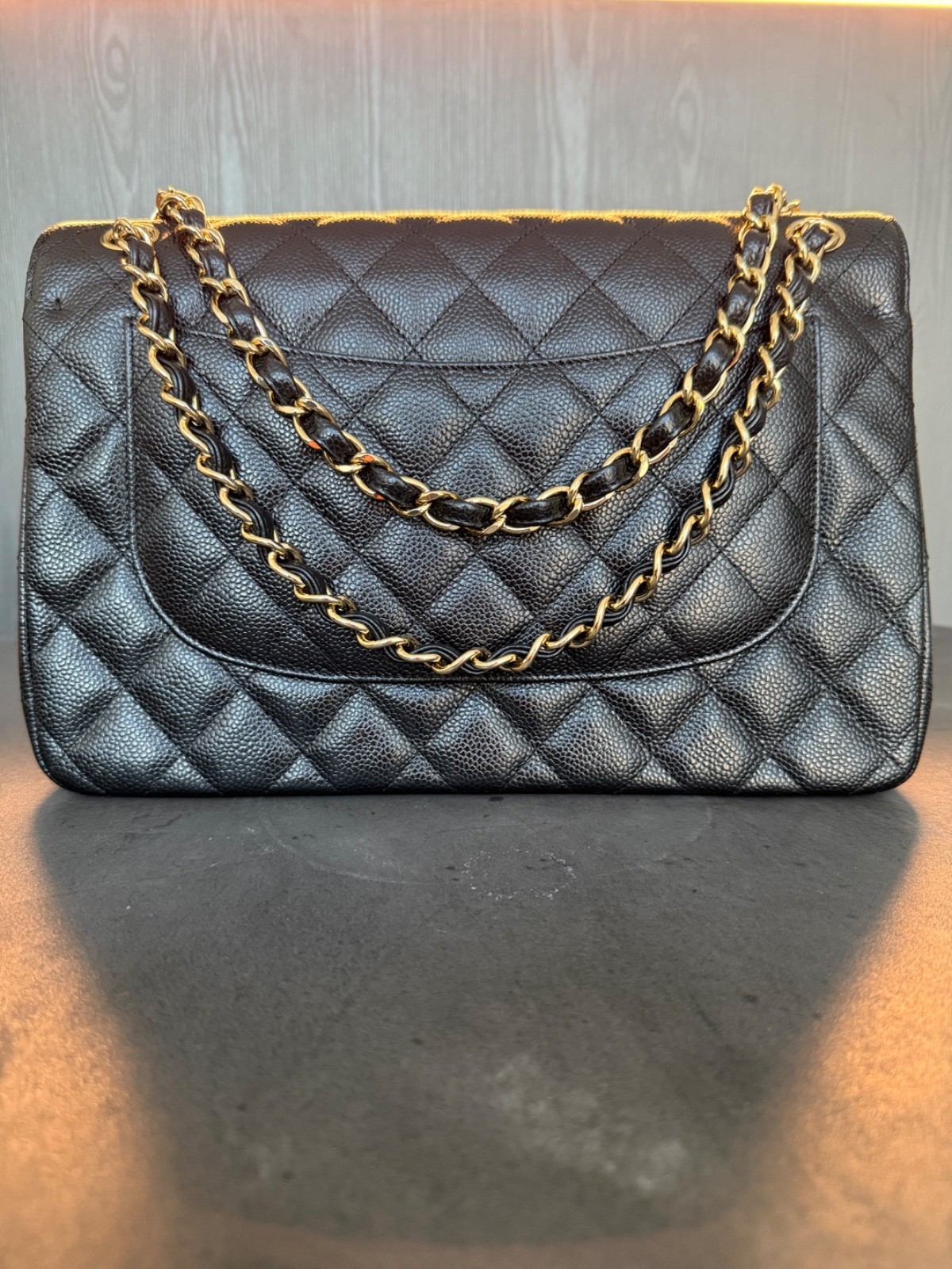 Chanel Jumbo Double Flap Bag Black Caviar  Leather Authentic image 5