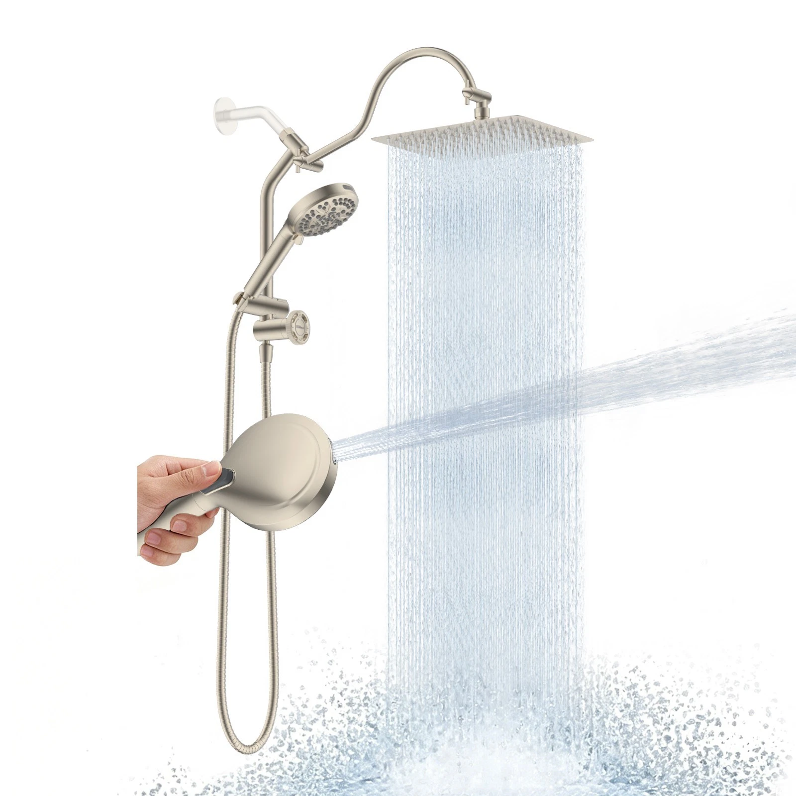 10 inch Shower Head with handheld Spray Combo High Pressure Rainfall Shower Head
Opens in a new wind