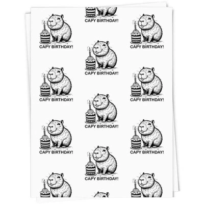 AZEEDA 'Capybara Birthday' Gift Wrap / Wrapping Paper / Gift Tags (GI052603)