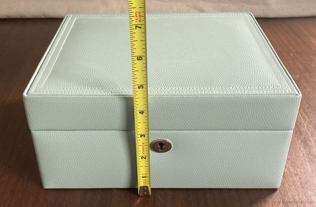 WOLF for POTTERY BARN MCKENNA Blue JEWELRY BOX Medium Used No Key