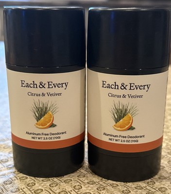 Each & Every 2-Pack Natural Aluminum-Free Deodorant for Sensitive Skin Citrus