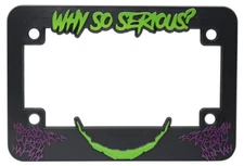 Why So Serious? Joker Motorcycle 3D License Plate Frame (Lime Green and Purple)