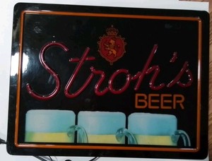 80s Stroh's Brewery Beer Light Fluorescent Bulb-KCS Industries sign 20.5”X 15.5”