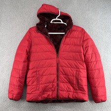 Lands End Girls Reversible Jacket XXL 18/20 Primaloft Red Burgundy Hood